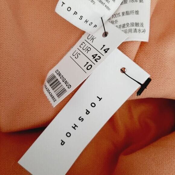 TOPSHOP Ribbed Plunge V-Neck Button Detail Swimsuit Nude One Piece Sz 10 - Picture 10 of 11